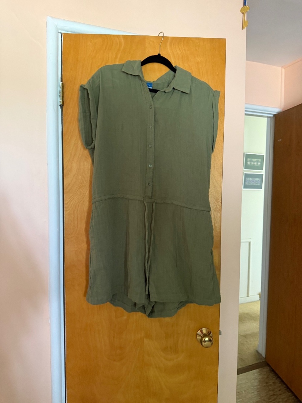 NEW Old Navy Linen Green Romper, Size L